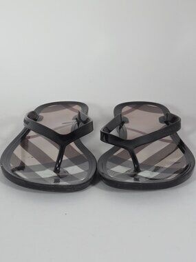 Burberry Nova Check Black Jelly Flip Flop Sandals Size 40